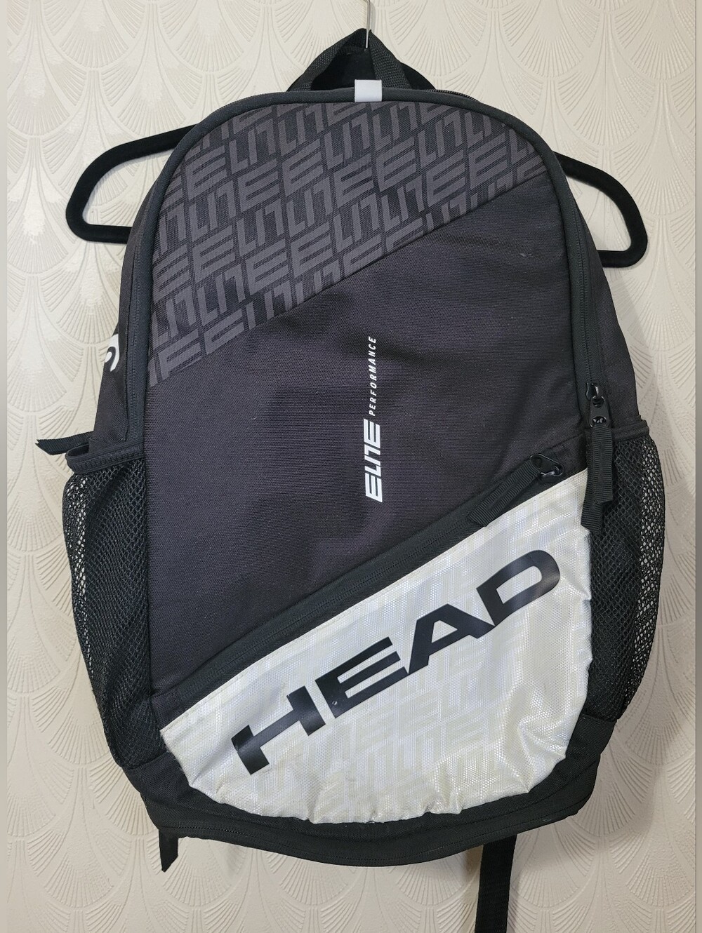 HEAD Elite Performance Tennis Backpack Black White 18 inches Multiple Pockets
